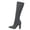 Gray, variant on Womens Knee High Sock Boots Knit Stretch Chunky Heeled Pointed Toe Pull on Booties for Fall Winter Date Night Beige Size 8.5