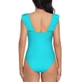 thumbnail image 6 of Yiaed Aqua Print Women's Ruffled One Piece Swimsuit V Neck Swimwear Slimming Monokini for Woman-XX-Large, 6 of 8