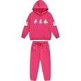 thumbnail image 4 of Placlothes Girls Kids Hall-oween Ghost Print Two-Piece Hoodie & Jogger Set - 100% Polyester Cozy Relaxed-Fit, Hot Pink Outfit for Ages 3-12,Size 8 T, 4 of 5