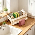 thumbnail image 2 of Bxaolu Stainless Steel Sponge Holder with Kitchen Sink Storage Rack Countertop Organizer for Dishcloth Soap Brushes Space Saving Kitchen Rack - White, 2 of 6
