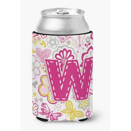 

Letter W Flowers and Butterflies Pink Can or Bottle Hugger