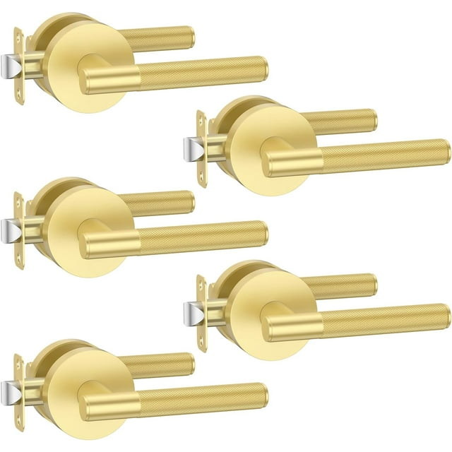 Poignées de Porte Mates Intérieures Moletées Intimité Poignées de Porte Levier de Porte Robuste pour Chambre Ou Salle de Bain Réversible Sans Clé pour Portes Gauche Droite AM