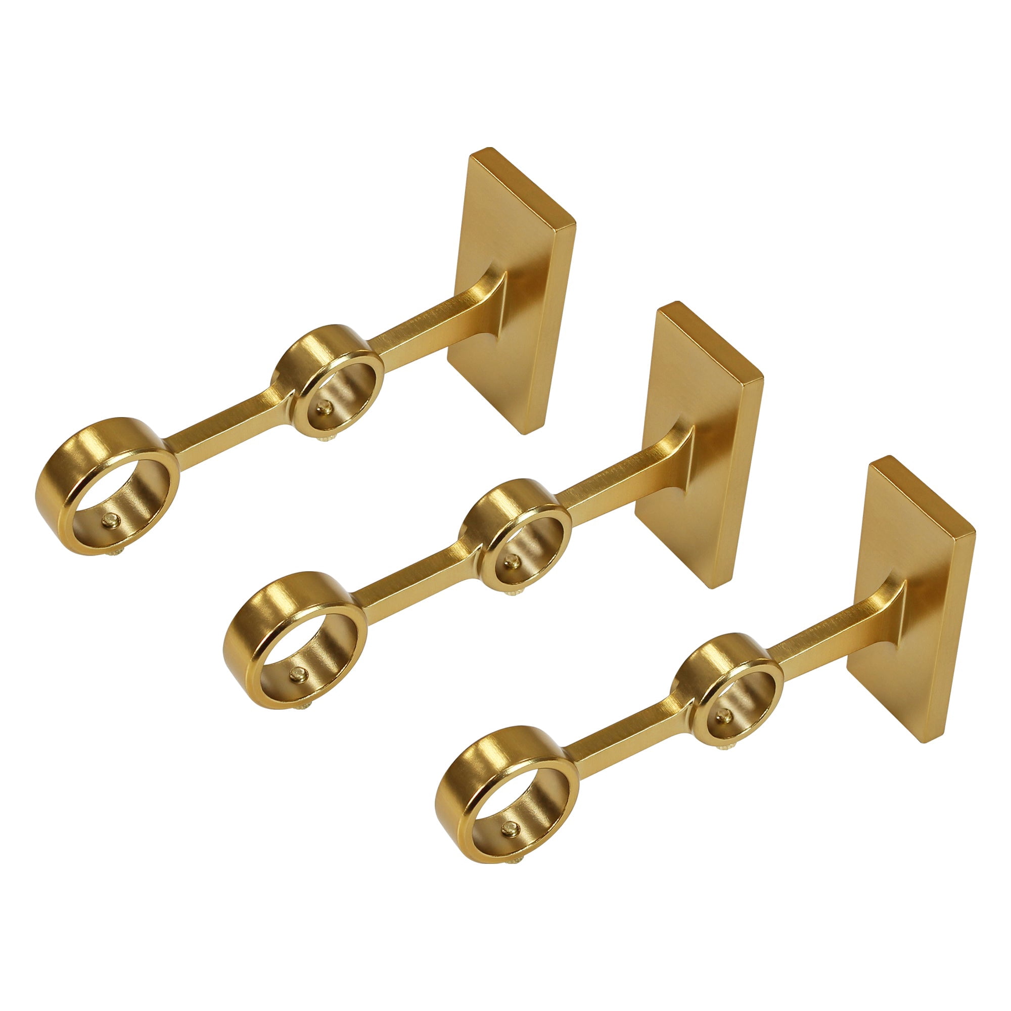 Lumi Home Furnishings Non-Adjustable Double Curtain Rod Brackets 1 in. (3-Piece)