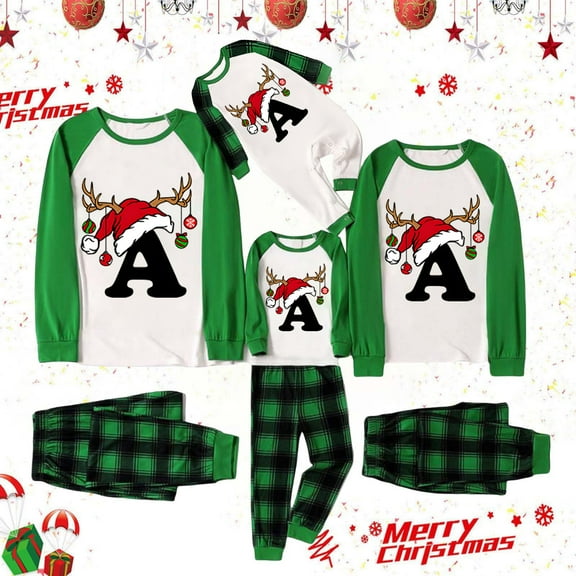 Generic Festive Family Pajama Sets Parent-Child Christmas Pajamas Family Christmas Pjs Matching Sets Xmas Holiday Jammies Plaid Christmas Pajamas Sleepwear Loungewear