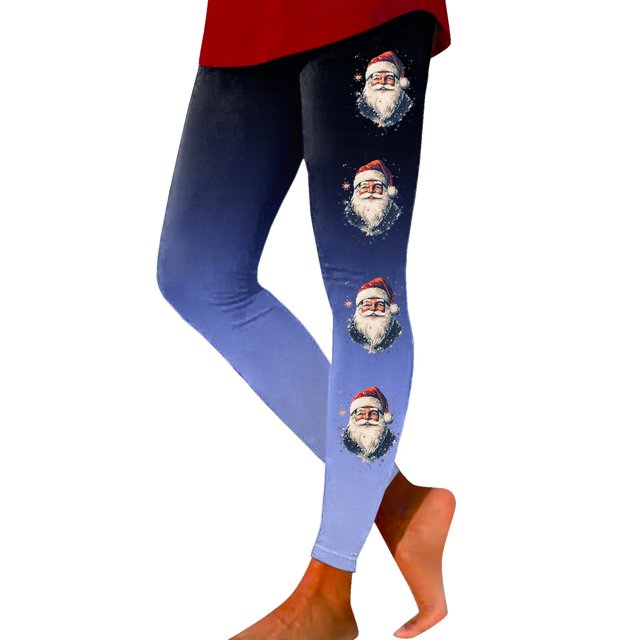 Zhanying Leggings de Noël pour Femmes Grande Taille Respirants Évacuant l'Humidité Collants Rayés Noirs et Rouges Grande Taille Bleu G