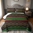 thumbnail image 2 of meiyoeat Tribal Stripes Quilt King For Men Women,Ethnic Pattern King Coverlet Set,Green Black,3 Pieces,1 Bedspread and 2 Pillowcases, 2 of 7