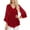 Red, variant on ZyeKqe Plus Size Tops for Women Long Sleeve Tops Casual V Neck Shirts Solid Color Loose Blouses