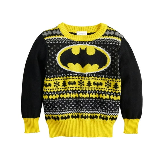 Batman DC Comics Toddler Boys Bat Symbol Christmas Holiday Knit Sweater 4T