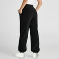 thumbnail image 6 of Fiaer,Women's V Crossover Waist Sweatpants Baggy Y2k Jogger Oversized Pants Wide Leg Fleeced Lounge Trousers with Pocket Black XXXL, 6 of 7