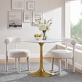 thumbnail image 3 of Modway Lippa 40" Round Artificial Marble Dining Table in Gold White, 3 of 8