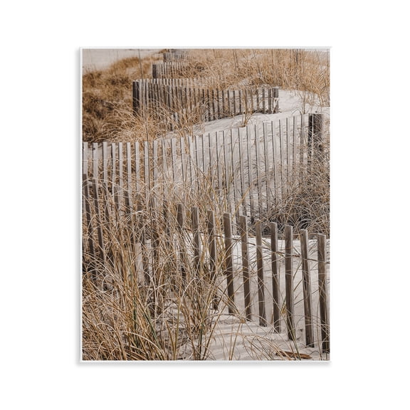 Stupell Industries Snaking Beach Fence Nautical & Beach Photography Unframed Art Print Wall Art, 11 x 14
