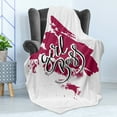 thumbnail image 4 of Girl Slogan Soft Flannel Fleece Throw Blanket, Girl Boss Wording on Paintbrush Strokes Inspirational Lifestyle, Cozy Plush for Indoor and Outdoor Use, 60" x 80", Raspberry Black, by Ambesonne, 4 of 5