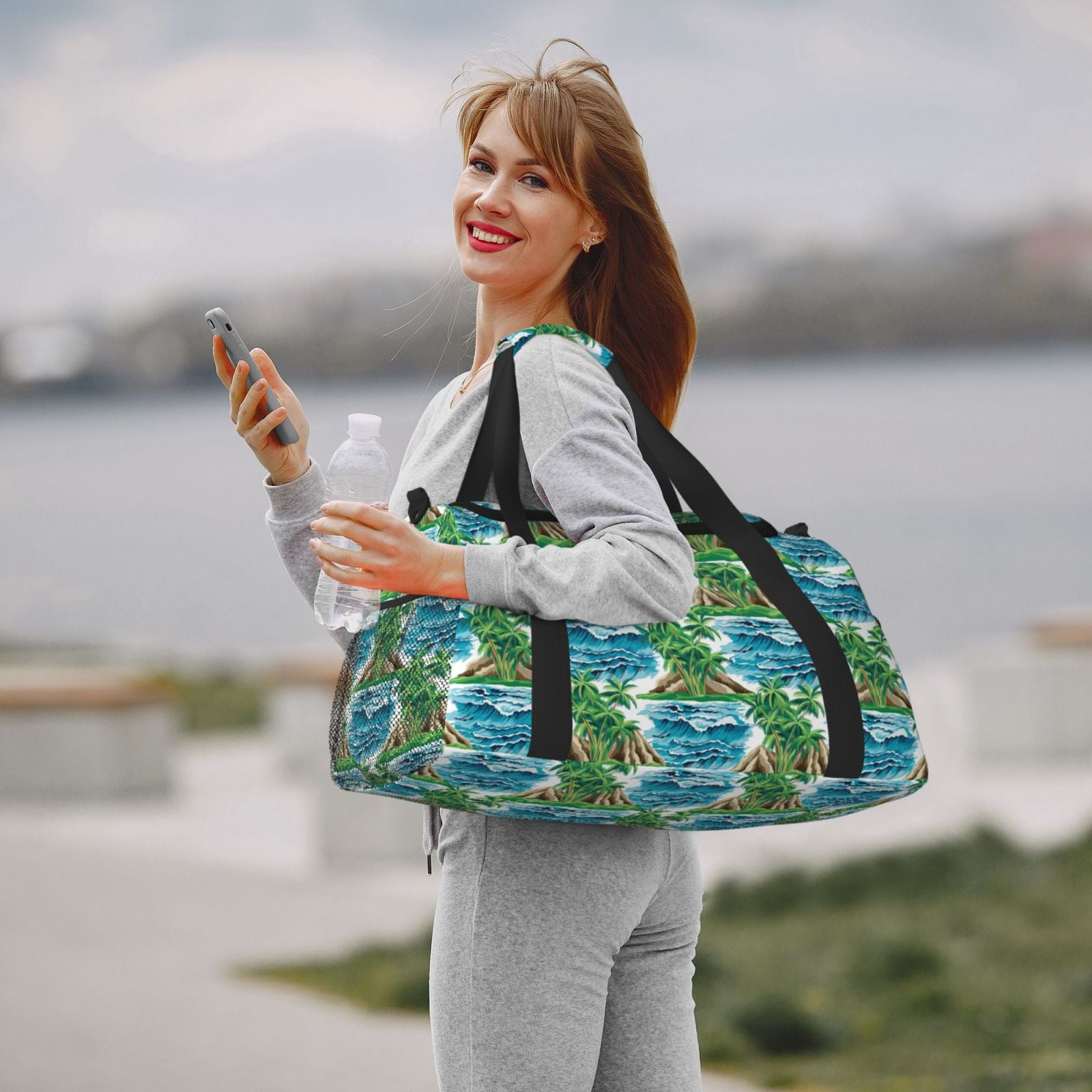 Fuzoiu Hawaii Palms Print Travel Duffle Bag,Carry On Tote Bags,Duffel Bag,Sport Gym Bag, Hospital Bag for Labor and Delivery, Overnight Bag,Luggage Bag
