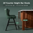 thumbnail image 4 of HomeZeer 360°Swivel Farmhouse Bar Stools Set of 2, 26" Green Faux Leather with Low Back & Footrest, Metal Frame Counter Height Stools for Kitchen Island, Dining & Bar, 4 of 11