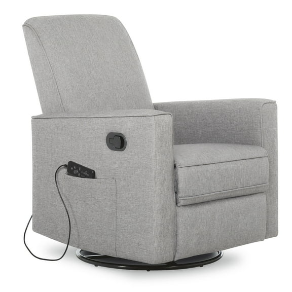 Evolur Raleigh Swivel Glider with in-built Massager, Recliner, Light Grey, Greenguard Gold Certified