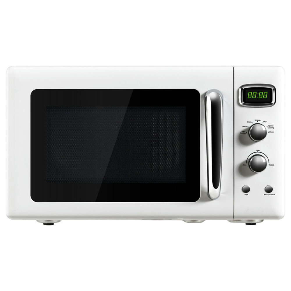 Barara King 0.9 Cu.ft Retro Countertop Compact Microwave Oven-White
