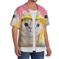 thumbnail image 3 of Lafuoo A Funny Cat Pattern Men's Cuban Collar Short Sleeve Shirt, Button-Down Resort Beach Pocket Shirt-X-Large, 3 of 7