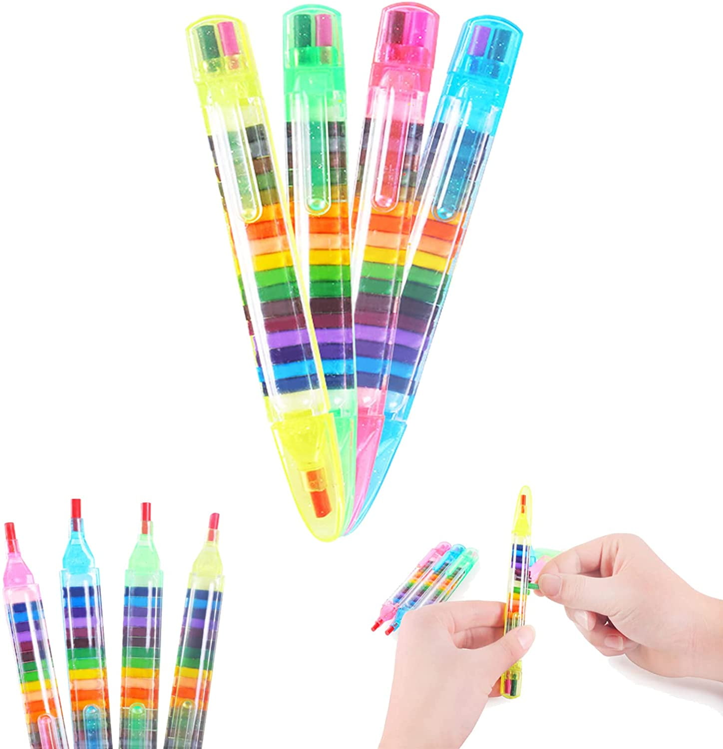 12pcs Rainbow Crayons, 7-color Rainbow Refills, Mixed Color Creative DIY  Graffiti Crayons