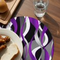 thumbnail image 3 of Purple Stripe Round 15 Inch Placemats Set of 2, Black Grey White Gradient Striped Geometric HeatResistant Non Slip Place Mats for Dining Table, Wipeable Braided Kitchen Table Mats for Housewarming, 3 of 9