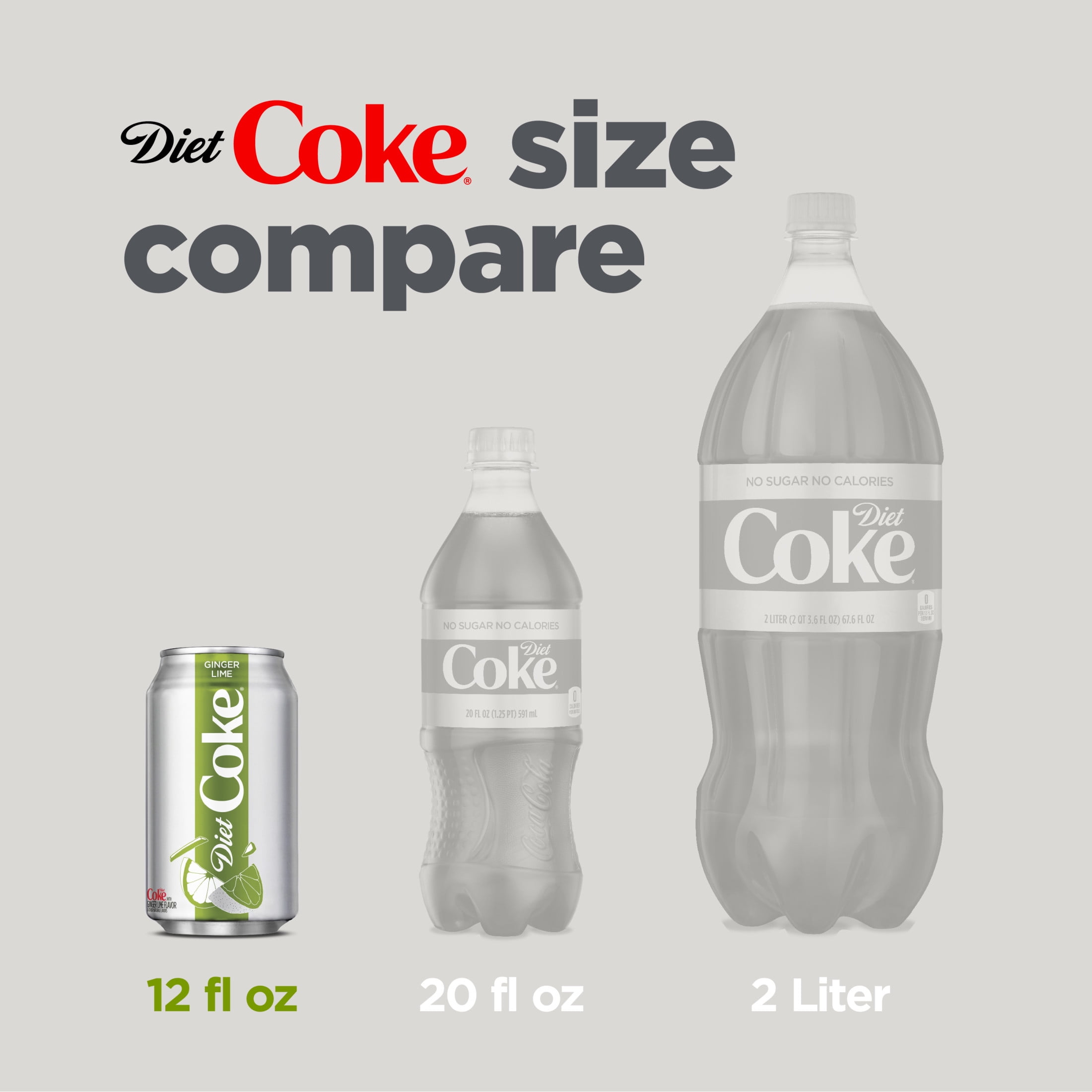 Diet Coke Ginger Lime Diet Soda Pop Soft Drink, Fridgepack, 12 fl oz, 12 Pack