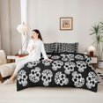 thumbnail image 4 of Castle Fairy Day Of The Dead Skull Full Size Bedding Sets 7 Pieces,Floral Sugar Skeleton Halloween Allover Full Size Bed in a Bag,White Black,Black Reversible, 4 of 7