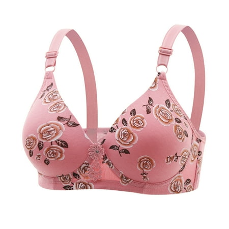 TrendVibe365 Wireless Bras with Support and Lift Womens Daisy Floral Wireless Push up Bralettes Padded Triangle Adjustable Strap Bustier Full Coverage Crop Cami Top Cute Lingerie Pink M