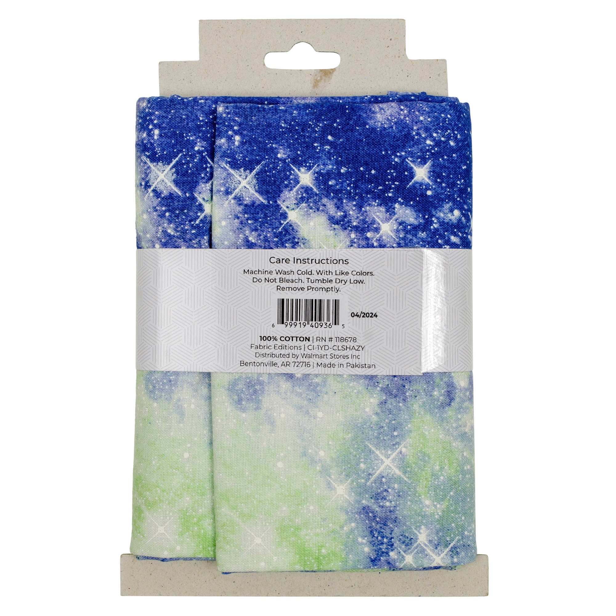 Fabric Editions 36" x 42" Cotton Celestial Haze 1 Yard Precut Sewing & Craft Fabric, Green 1 Piece