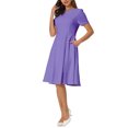 thumbnail image 4 of INSPIRE CHIC Women's Office Dresses Split Neck Short Sleeve Work A-Line Dress, 4 of 5