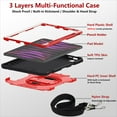 thumbnail image 6 of Shockproof Case for Apple iPad Pro 11 Inch 2024 M4, with Pencil Holder Military Grade Protection Rotating Stand Hand Strap Shoulder Strap Bumper Rugged Case for iPad Pro 11" 2024, Red, 6 of 8