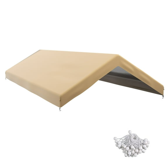 NNYYS 12x20 ft Carport Replacement Canopy Cover - Heavy-Duty Waterproof Tarp with UV Protection, Easy Install Canopy Shelter Top,Beige