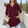 thumbnail image 5 of Mujeres Tops de Verano Casual con Capucha de Cinco Botones de Ajuste Suelto Superior de Poliéster Ligero Suave Cómodo para la Fiesta de Baile Diaria Casual, 5 of 5