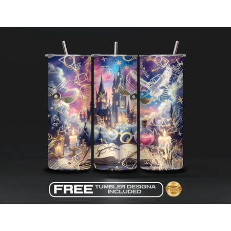 En Oferta Wizard World Tumbler Wrap Png Fantasy Magic Wizard School Sublimation Magic World Design Wizard House 20Oz Skinny