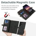 thumbnail image 4 of for Samsung Galaxy S23 Ultra Zipper Leather Wallet Case with Credit Card Slots Holder Wrist Strap Handbag Kickstand Cover, Soft Silicone Shockproof Magnetic Car Mount Detachable Phone Case,Black, 4 of 7