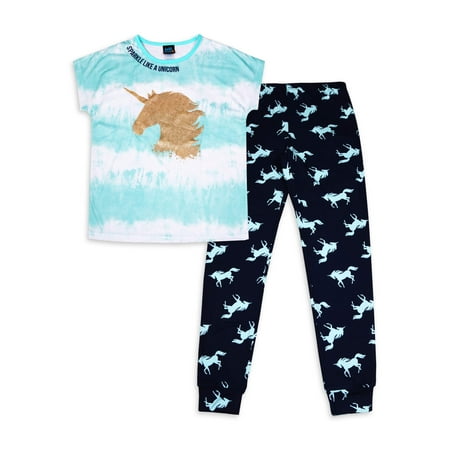 Jellifish Kids Girls Sleep T-Shirt & Jogger Pants Pajama Set, Sizes 4-14