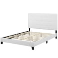 thumbnail image 2 of Contemporary Modern Urban Designer Bedroom Twin Size Platform Bed Frame, Fabric, White, 2 of 5