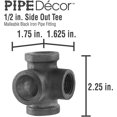 thumbnail image 2 of 1/2 Inch Side Outlet Tee (4-Way) Industrial Cast Iron Pipe Fitting 8 Pack by Pipe Decor, Pipe Components For Building Tables, Chairs, Shelving, and Custom Furniture, Fits Half Inch Pipes, Eight Pack, 2 of 2