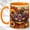 Orange, variant on Purple Carved Pumpkin Coffee Mug, Autumn Floral Mug, Ceramic 11 oz