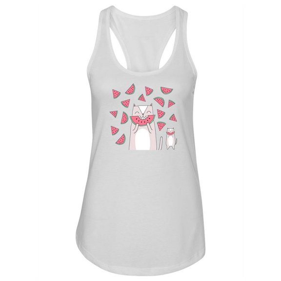 Cat Eating Watermelon. Tank Women -Image by Shutterstock, Female Small