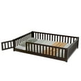 thumbnail image 4 of Miniyam Full Size Toddler Floor Bed with Fence, Espresso, 4 of 8