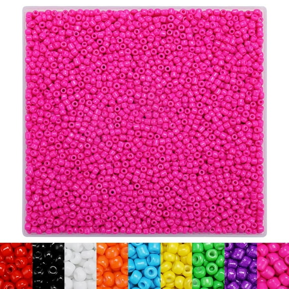 IOOLEEM Hot Pink Seed Beads, 4000+ pcs 3mm Glass Beads for Jewelry Making, Bracelets