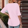 thumbnail image 4 of Olyvenn Womens Summer Tops Trendy 3/4 Sleeve Shirts Casual Crew Neck Ruffle Sleeve T Shirts Boho Beach Vacation Blouses Pink M, 4 of 6