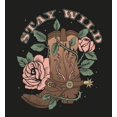 thumbnail image 2 of Stay Wild Cowboy Boot and Roses Adult Short Sleeve Tee-Medium-Black, 2 of 3