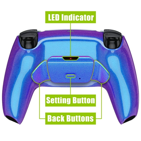 eXtremeRate Chameleon Purple Blue Upgrade Board & Back Shell w/Buttons for PS5 Controller BDM-010/020