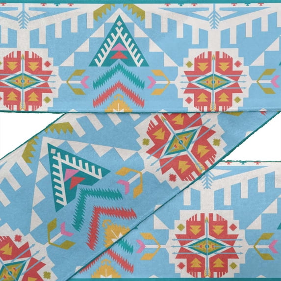 IBA Indianbeautifulart Blue Ikat Southwestern Fabric Lace Dressmaking Dupion Trim Tape Printed Sewing Lace By 9 Yard 2 Inches