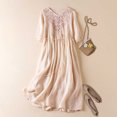 thumbnail image 2 of gbyLJF Plus Size Tie Dye Dress Linen Summer Dress Casual Holiday Dress Dress for Homecoming Beige L, 2 of 3