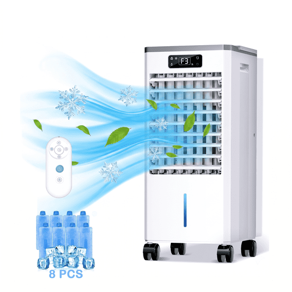 Portable Evaporative Air Cooler with 2-Gal Tank, 3-Speed, 12H Timer, 16FT Remote