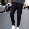 thumbnail image 4 of Moda hombres ropa deportiva pantalones casuales color sólido elástico jogging pantalones pantalones de chándal (L), 4 of 8