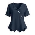 thumbnail image 3 of Cilsoka Cotton Linen Short Sleeve Button Down Blouses for Women Wrap V Neck Summer Tops 2026 Dressy Casual Trendy Shirts, 3 of 5
