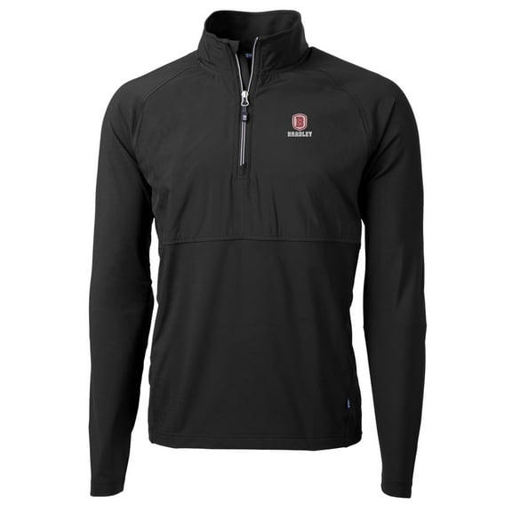 Men's Cutter & Buck Black Bradley Braves Adapt Eco Knit Hybrid Recycled Quarter-Zip Pullover Top