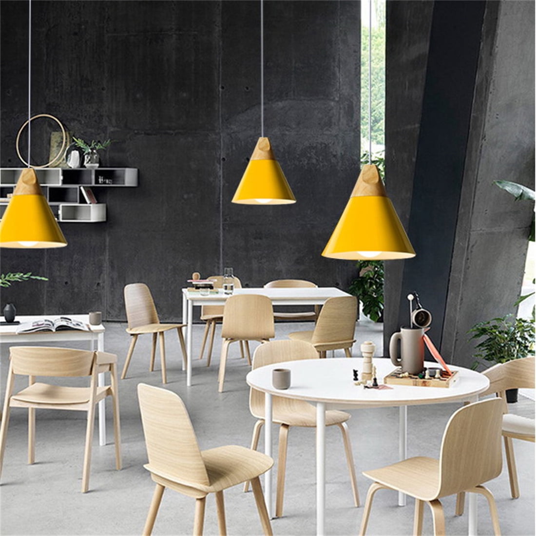 JLOWCO Plug in Pendant Light Modern Hanging Lights with Plug in Cord Bedroom Farmhouse Light Fixtures Kitchen Above Sink Light Fixture Kitchen Yellow (LED Bulb Include)